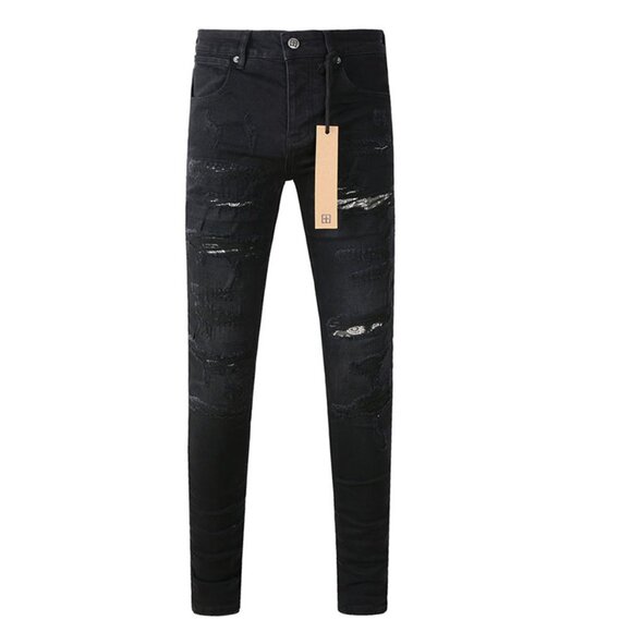 Ksubi Black Patchwork Ripped Slim Jeans